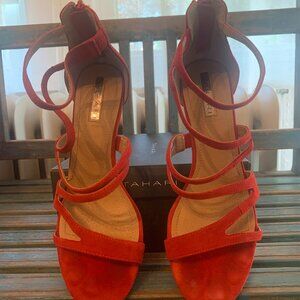 Tahari ~ Red Suede Dress Shoes With Back Zipper Size 8